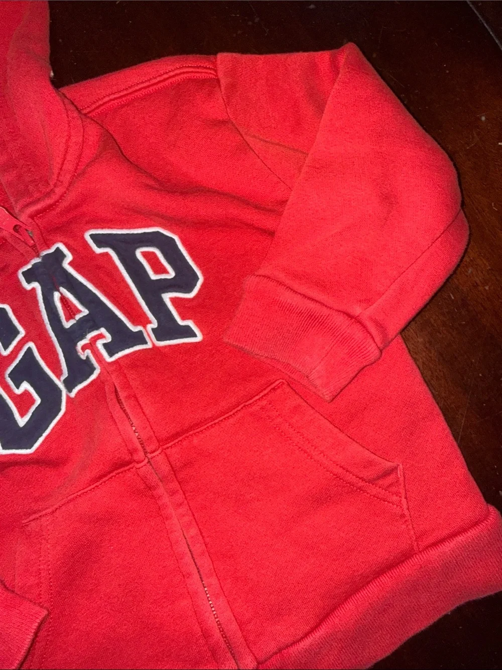 GAP Bright Red Kids Zip Hoodie with Contrast Logo